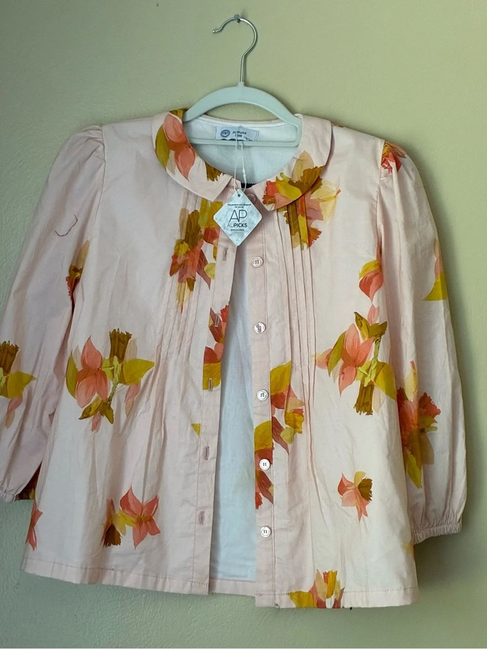 Alipicks Girls' Pink Floral Matching Set - Long Sleeve Top & Skirt